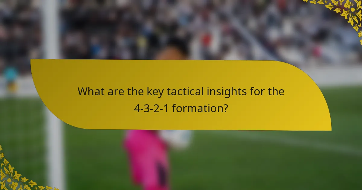 What are the key tactical insights for the 4-3-2-1 formation?